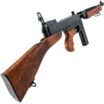 Thompson-Gewehr M1928A1 von hinten mit Zoom auf den Schaft