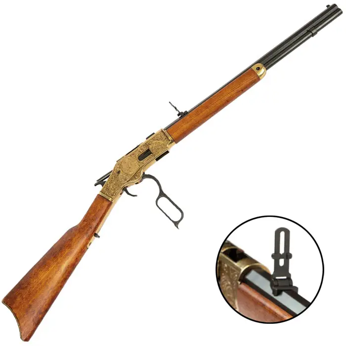 Winchester-1873-Gravée-levier-ouvert
