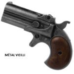 Pistolet-Derringer-Kolser Crosse bois métal vieilli