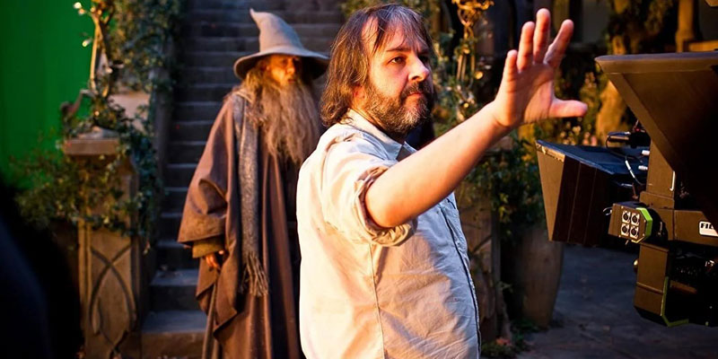Peter Jackson in the middle of filming