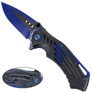 Couteau tactique bleu et noir