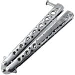 Coltello a farfalla metallico, lama piegata