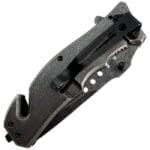 Couteau spring dragon avec clip ceinture en gros plan