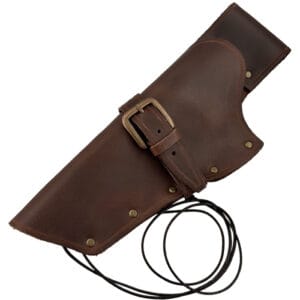 Holster western en cuir marron pour revolver Colt, modèle Gaucher Kolser, avec boucle métallique et lacets de fixation