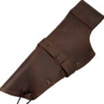 Holster western en cuir marron pour revolver Colt, modèle droitier Kolser, avec boucle métallique et lacets de fixation.