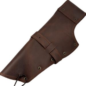 Funda western de cuero marrón para revólver Colt, modelo Kolser para diestros, con hebilla metálica y cordones.