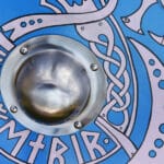 Wikinger-Schild Fenrir Wolf, Nahaufnahme des Umbo