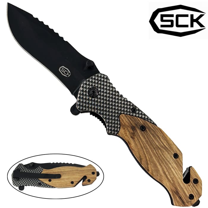 Coltello tattico-legno-e-carbonio