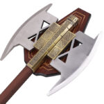 Hache double lame Gimli, gros plan tête de hache