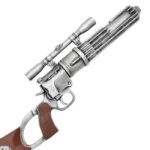 Primer plano del cañón de resina del blaster de Boba Fett