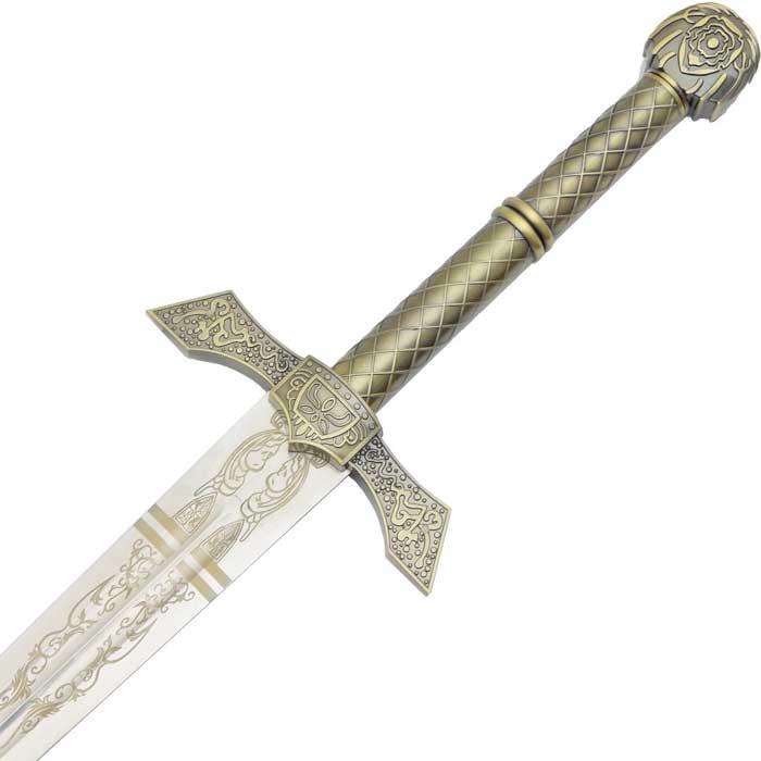 Espadon de Chevalier Banni primer plano de la empuñadura y el mango