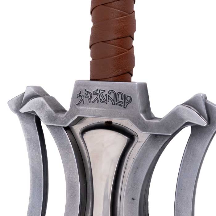 Espada de poder de He-Man, primer plano del grabado