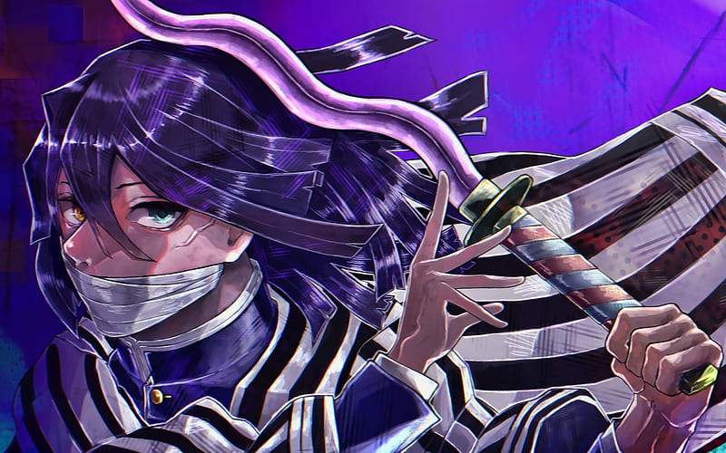 Obanai Iguro avec son katana ondulé (illustration)