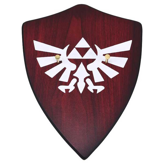 Soporte de pared de madera de Zelda con el logotipo de la Trifuerza
