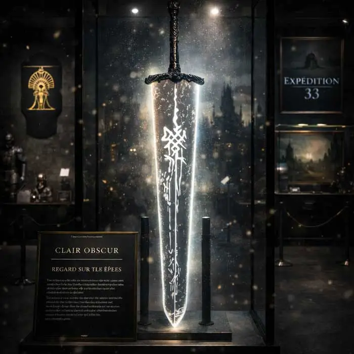 Épée-Simoso-de-Verso-Clair-Obscur-expédition-33-exposée