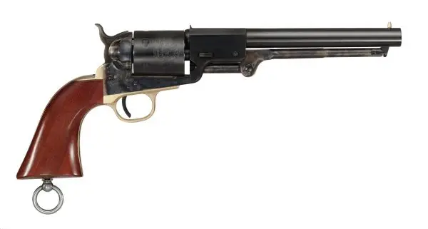 Réplica de revólver del oeste utilizado como decoración de mesa