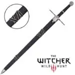 Épée Wolf de Luxe Noir dans son fourreau en simili cuir noir avec décors