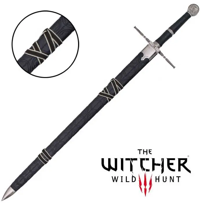 Épée Wolf de Luxe Noir dans son fourreau en simili cuir noir avec décors
