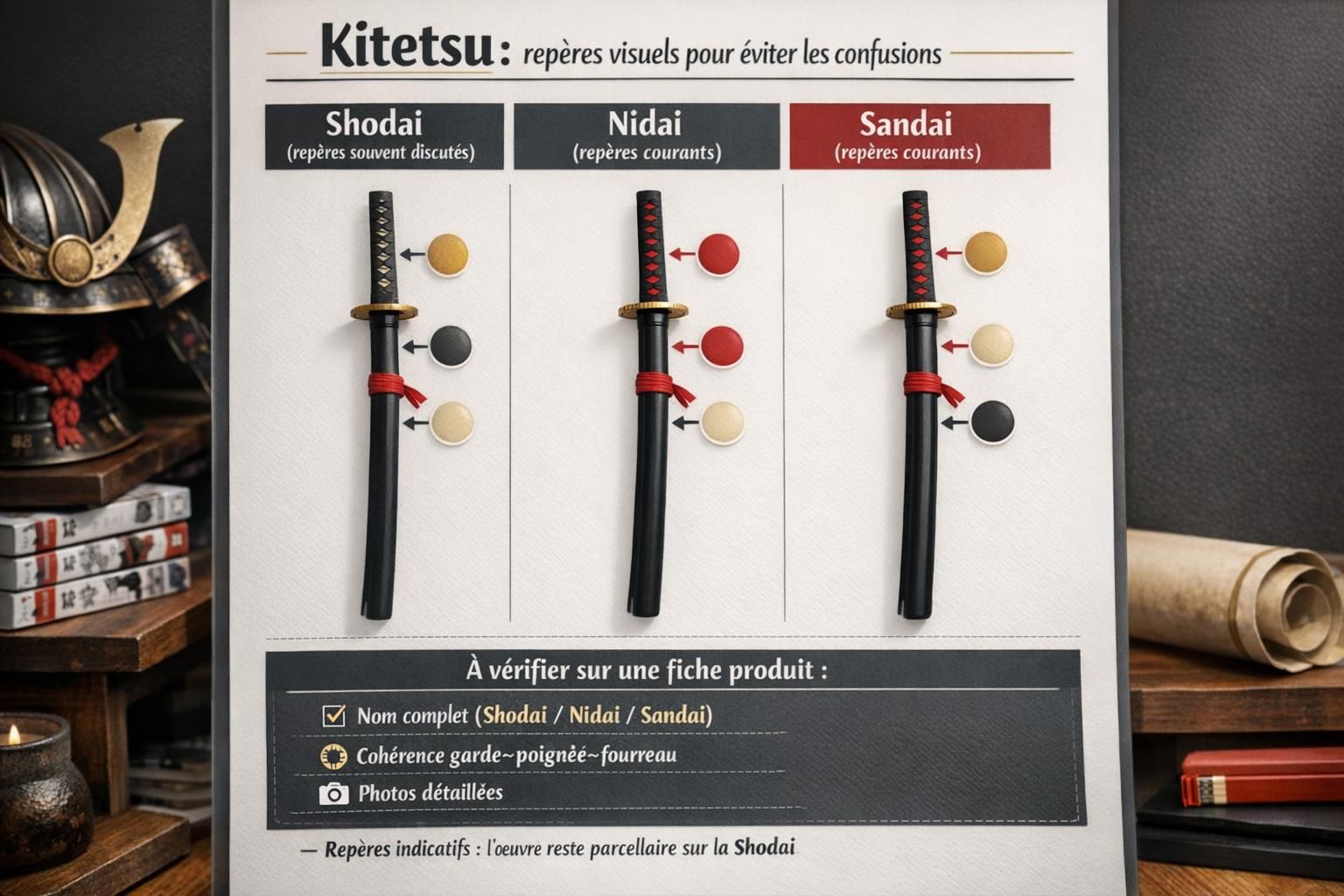 Infographie comparant Shodai, Nidai et Sandai Kitetsu avec les zones à observer
