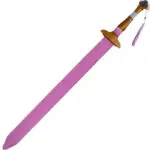 Espada Rumi KPop en su funda de imitación de cuero rosa