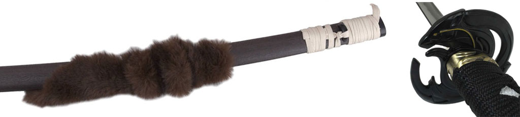 Ghost of Yōtei Weapons, Guard and Detail of the Wolf Blade Katana's Fur Sheath