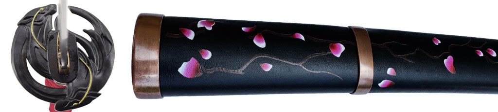 Ghost of Yōtei Weapons, Guard, and Floral Motifs of the Sakura in Moonlight Katana