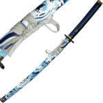 Katana Aranami's Claw dans son fourreau en bois recouvert d'un similicuir et décors de vagues