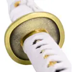 Katana Wado Ichimonji Tranchant zoom sur la garde ronde en acier