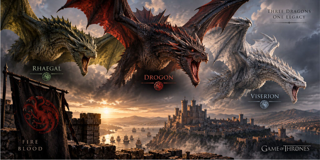 Drogon, Rhaegal et Viserion