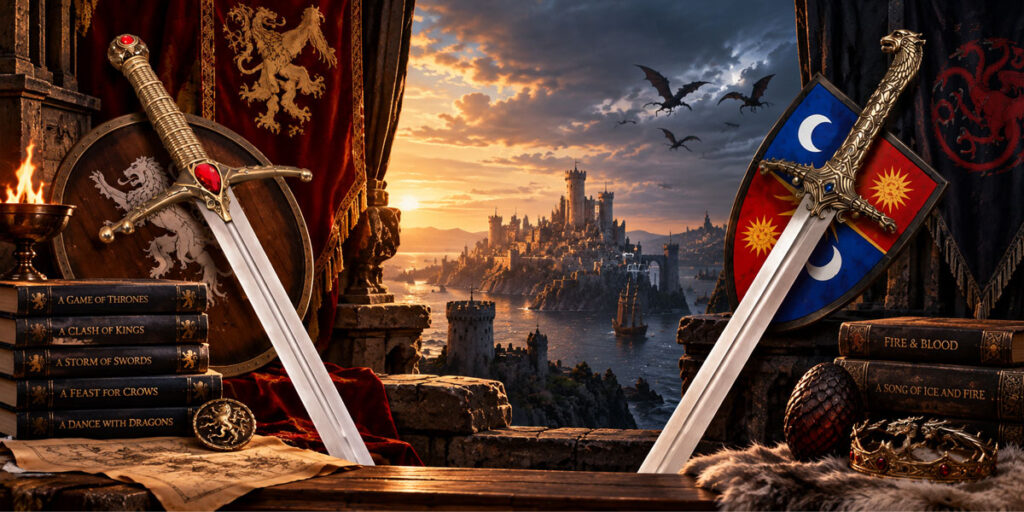 Histoire de Games of Thrones épées féale et pleurs de veuve