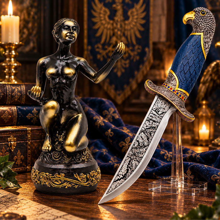 Poignard-Aigle-avec-statuette-couteau-a-part